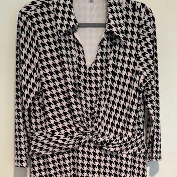 Tommy Hilfiger Jersey Fit and Flare Black and Cream Midi Shirt Dress, Size 18 - Picture 4 of 9